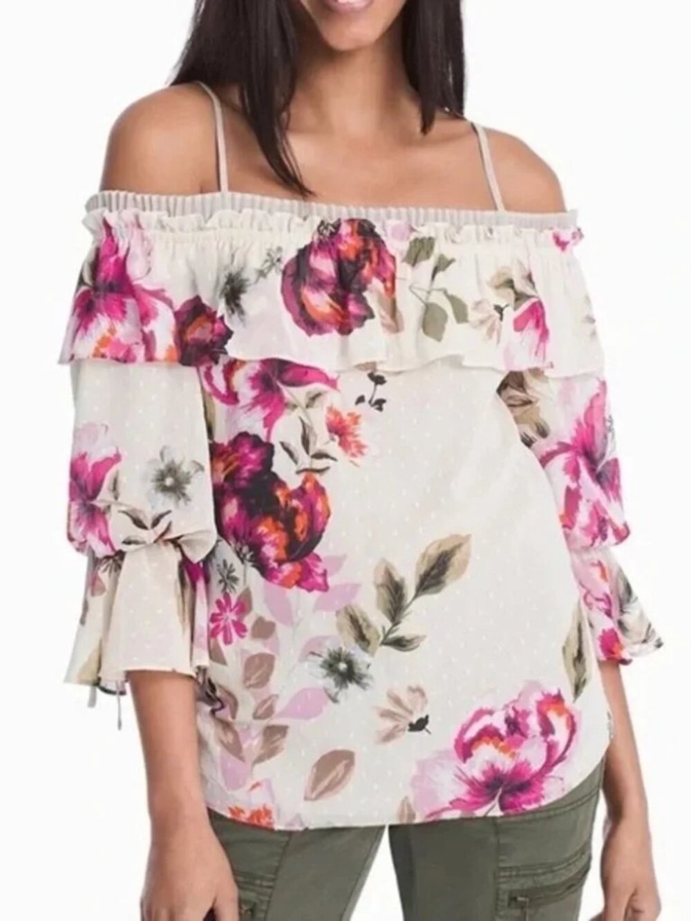 White House Black Market Floral Off The Shoulder Top
